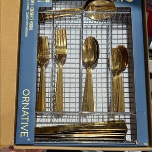 Native Ornate Gold Flatware Set 43 pcs